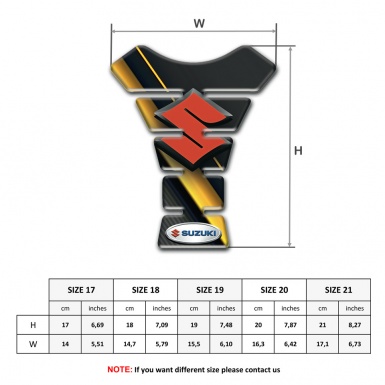 Suzuki Tank Pad Motorbike Yellow Diagonal Tape with red logo Design 