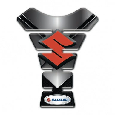 Suzuki  Tank Protector Chrome Base Effect and Red Logo 