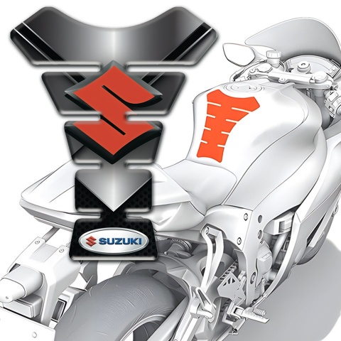 Suzuki  Tank Protector Chrome Base Effect and Red Logo 