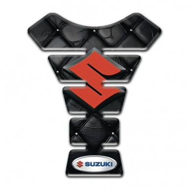Suzuki Tank Pad Protector Black Leather Effect with Red Logo 