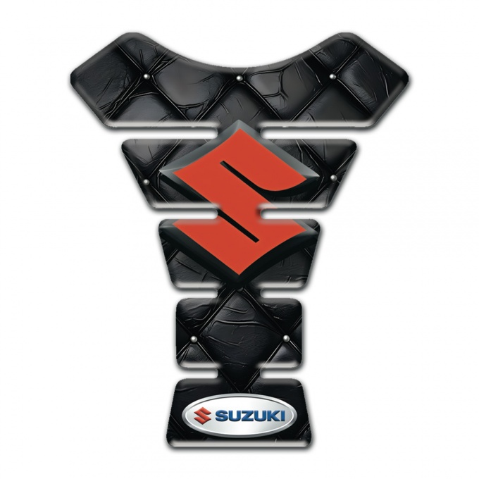 Suzuki Tank Pad Protector Black Leather Effect with Red Logo 
