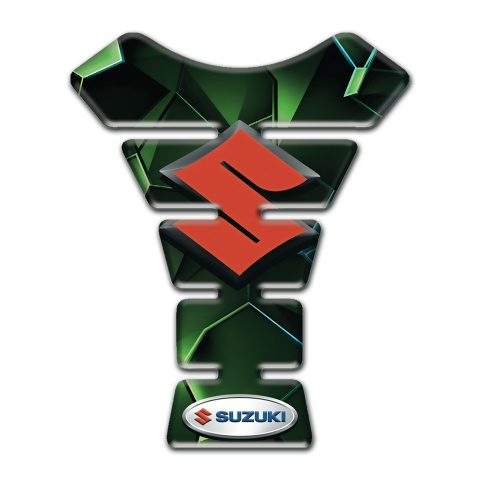 Suzuki Tank Fuse Green Diamond Design with Red Logo 