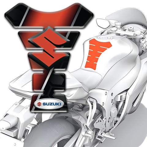 Suzuki Tank Pad Motorbike Black red Surface Base Style 