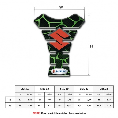 Suzuki Tank Guard Pads Red Logo Style with Black Base and Green Patterns 