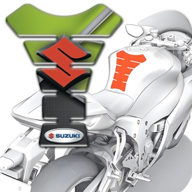 Suzuki Tank Pad Motorbike Green Motive Model with Red Logo 
