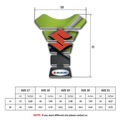 Suzuki Tank Pad Motorbike Green Motive Model with Red Logo 
