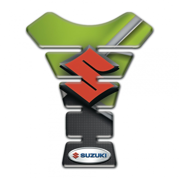 Suzuki Tank Pad Motorbike Green Motive Model with Red Logo 
