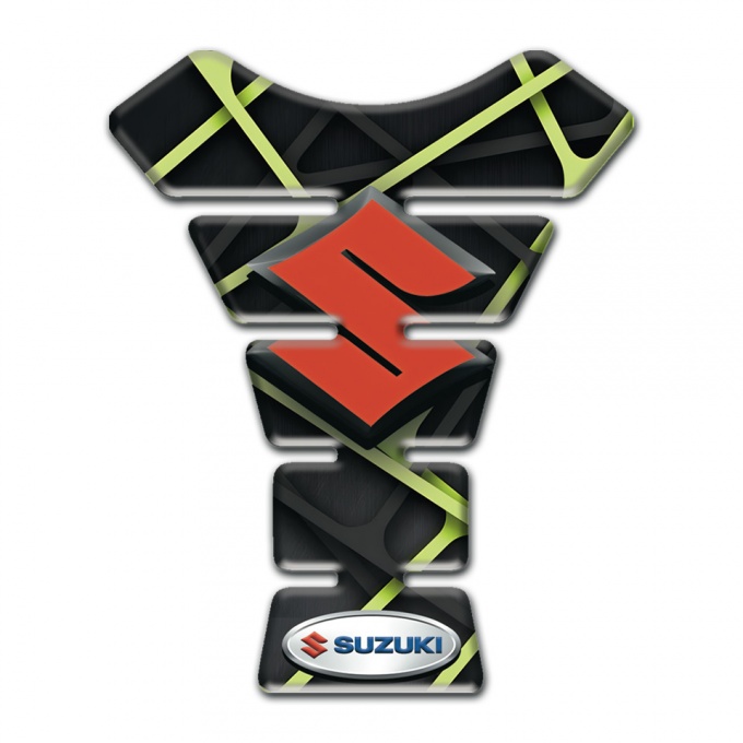 Suzuki Tank Protector Dark Base with Green Lines Decoration 