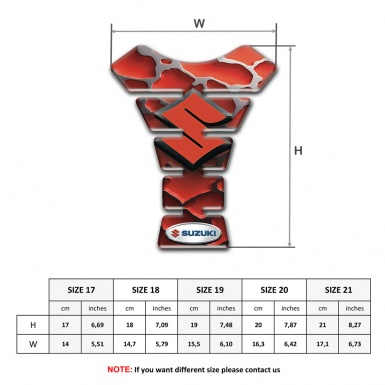 Suzuki Tank Pad Protector Red Clouds Effect Base with Red Logo 