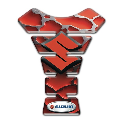 Suzuki Tank Pad Protector Red Clouds Effect Base with Red Logo 