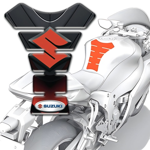 Suzuki Tank Pad Motorbike Model with Stylish Design and Red Logo 