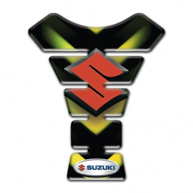 Suzuki Tank Pad Protector Black with Green Yellow V Shape Details Style 