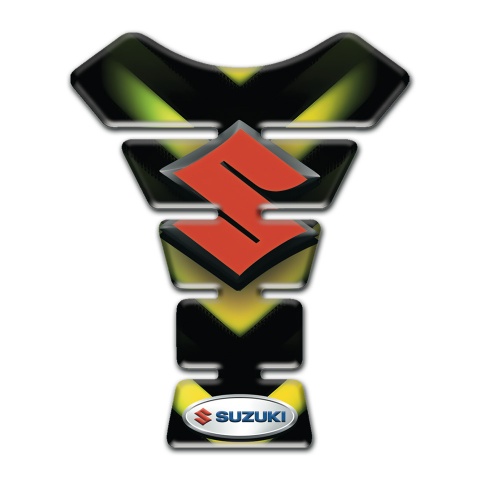 Suzuki Tank Pad Protector Black with Green Yellow V Shape Details Style 