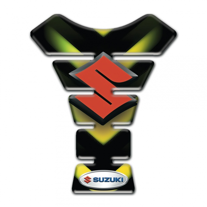 Suzuki Tank Pad Protector Black with Green Yellow V Shape Details Style 