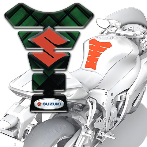 Suzuki Tank Pad Motorbike Model with Dark Green parts Design 
