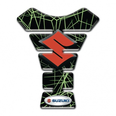 Suzuki Tank Fuse Green Spider Web Design Red Logo Style 