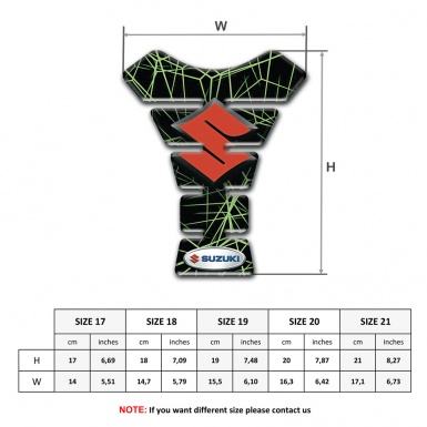 Suzuki Tank Fuse Green Spider Web Design Red Logo Style 