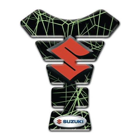Suzuki Tank Fuse Green Spider Web Design Red Logo Style 