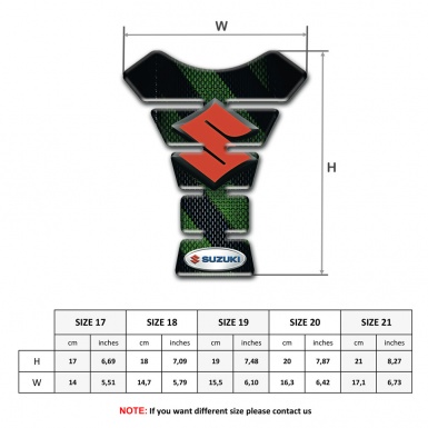 Suzuki Tank Guard Pads Black Green Design Base and Red Logo 