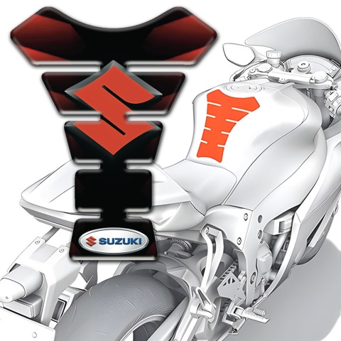 Suzuki Tank Guard Pads base with Merger Red Black Colors design 