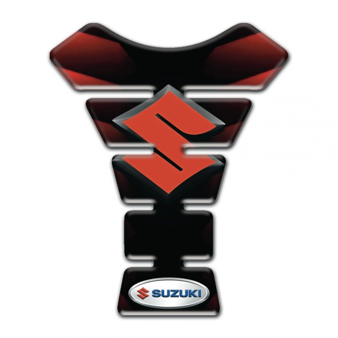 Suzuki Tank Guard Pads base with Merger Red Black Colors design 