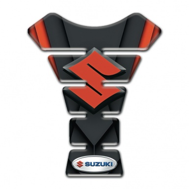 Suzuki Tank Pad Protector Black Orange Decoration and Orange lOgo 