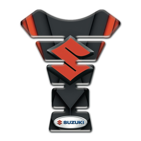 Suzuki Tank Pad Protector Black Orange Decoration and Orange lOgo 