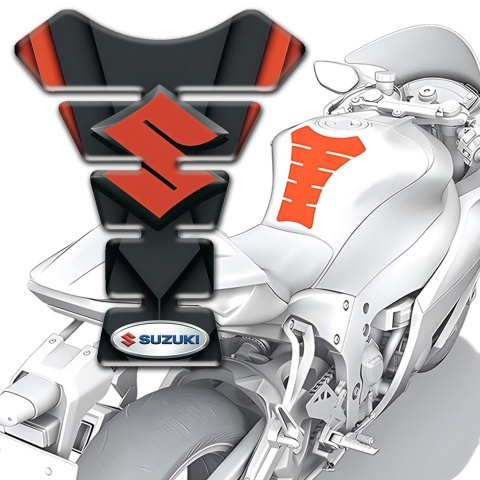 Suzuki Tank Pad Protector Black Orange Decoration and Orange lOgo 