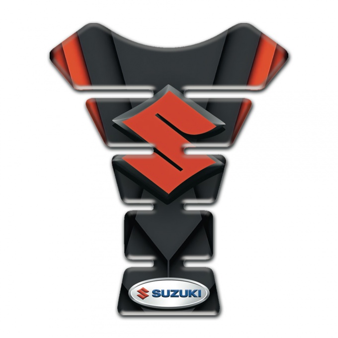 Suzuki Tank Pad Protector Black Orange Decoration and Orange lOgo 