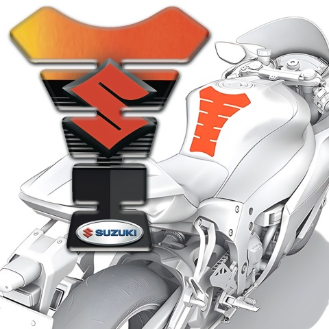 Suzuki Tank Pad Protector Model with Orange Black Decoration 