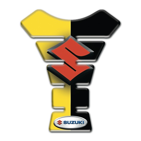 Suzuki Tank Fuse Yellow Black Halves Style Orange Logo Design 