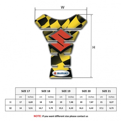Suzuki Tank Guard Pads Model with Yellow Black Squares Base 