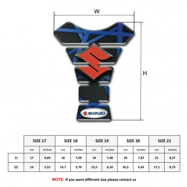 Suzuki Tank Pad Protector Black with Blue Lines Base and Orange Logo 