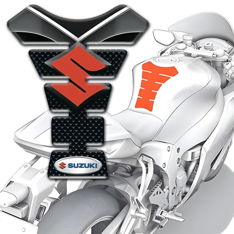 Suzuki Tank Pad Motorbike Silicone Sticker with Orange Logo Design