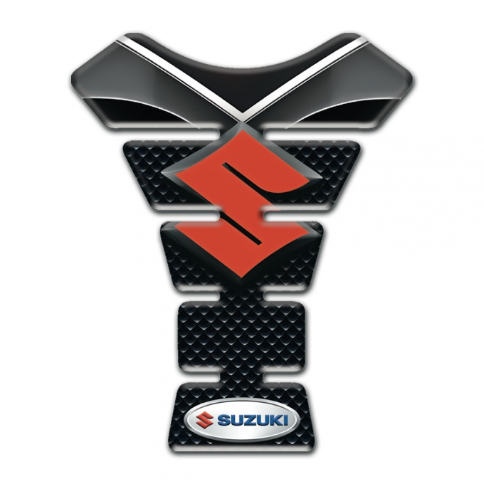 Suzuki Tank Pad Motorbike Silicone Sticker with Orange Logo Design