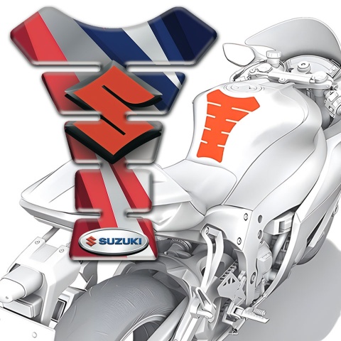 Suzuki Tank Pad Protector Multicolored Patterns Base with Orange Logo 