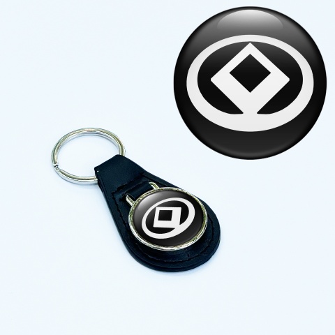 Mazda Keyring Holder Leather Black White Oval Logo