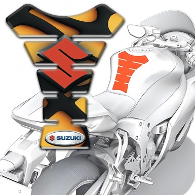 Suzuki Tank Pad Protector Yellow Black base Orange Logo Style 