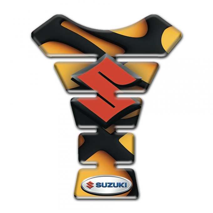 Suzuki Tank Pad Protector Yellow Black base Orange Logo Style 