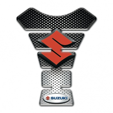 Suzuki Tank Guard Pads Silver Black base Design 