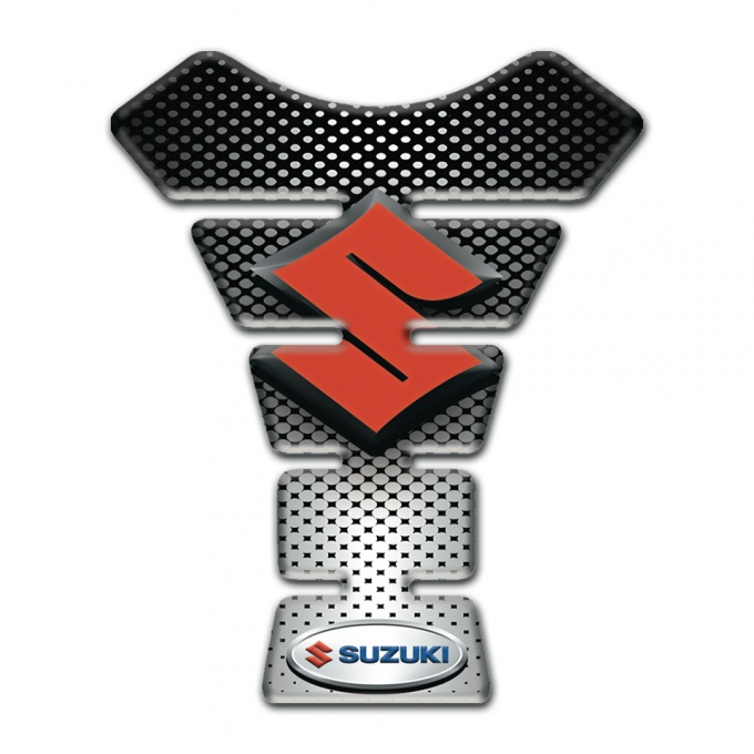 Suzuki Tank Guard Pads Silver Black base Design 