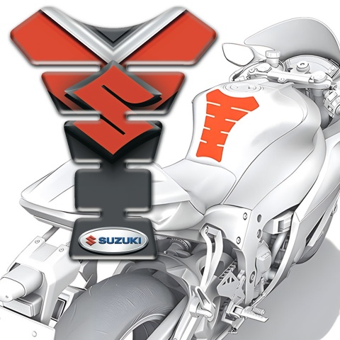 Suzuki Tank Pad Motorbike Model with Gray Orange Decoration 