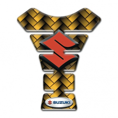 Suzuki Tank Protector Yellow Mosaic Design with orange Logo 