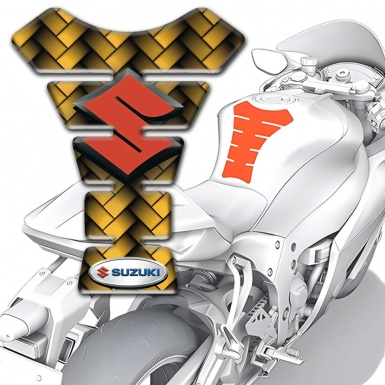 Suzuki Tank Protector Yellow Mosaic Design with orange Logo 