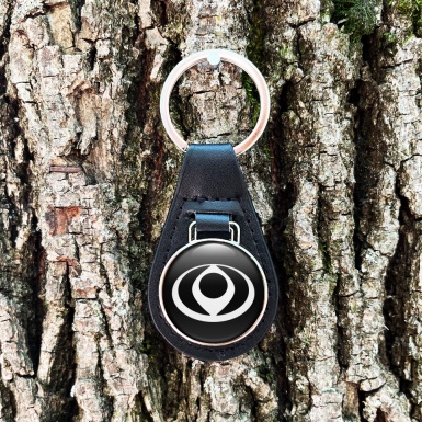 Mazda Keychain Leather Black White Circle Design