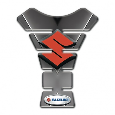 Suzuki Tank Protector Gray with White Stripes Base and Orange Logo 