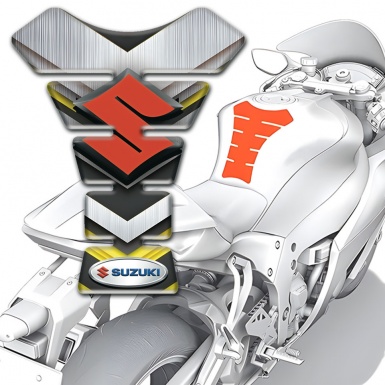 Suzuki Tank Guard Pads Model with silver Yellow Decoration 