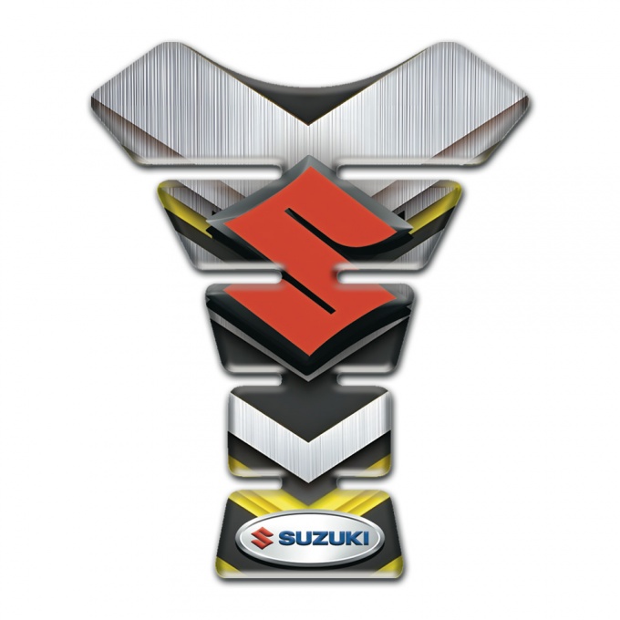 Suzuki Tank Guard Pads Model with silver Yellow Decoration 