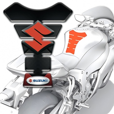 Suzuki Tank Pad Protector dark Background with Orange Logo
