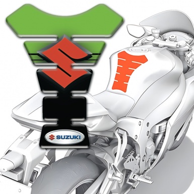Suzuki Tank Protector Green Black Style with Orange Logo 
